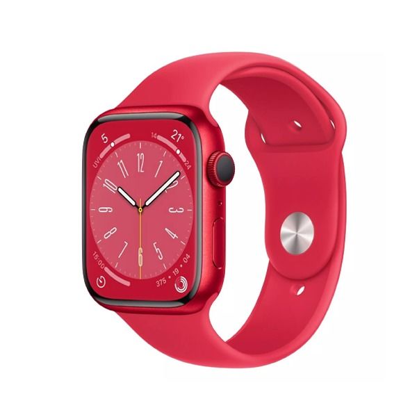 ساعة آبل واتش سيريس 8 - GPS - مقاس 45 ملم - بهيكل من الألومنيوم الأحمر مع سوار رياضي أحمر ساعة آبل واتش سيريس 8 - GPS - مقاس 45 ملم - بهيكل من الألومنيوم الأحمر مع سوار رياضي أحمر